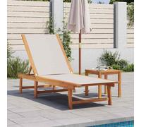 (grey, sun lounger + table) vidaXL Sun Lounger Bed Outdoor Garden Recliner Solid Acacia Wood and Textilene
