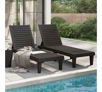 vidaXL Sun Loungers 2 pcs Black 155x58x83 cm Polypropylene UK HOT