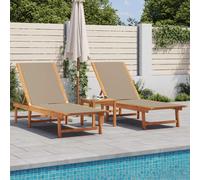 vidaXL Sun Loungers 2 pcs Taupe Solid Wood Acacia and Textilene, Brown