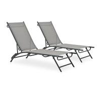vidaXL 2x Sun Lounger Textilene and Steel Outdoor Furniture Garden Seating