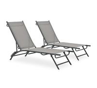 vidaXL Sun Loungers 2 pcs Textilene and Steel UK HOT