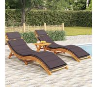 Vidaxl Sun Loungers 2 Pcs With Dark Grey Cushions Solid Wood Acacia