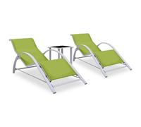 vidaXL Sun Loungers 2 pcs with Table Aluminium Green