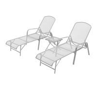vidaXL Sun Loungers 2 pcs with Table Steel Anthracite