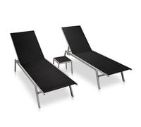 vidaXL Sun Loungers 2 pcs with Table Stylish Durable Outdoor Garden Seating Furn