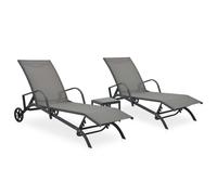 vidaXL Sun Loungers 2 pcs with Table Textilene and Steel