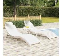 vidaXL Sun Loungers 2 pcs with Table White Solid Wood Acacia UK HOT