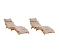 vidaXL Sun Loungers with Cushions 2 pcs, Sun Bed for Outdoor Garden Balcony, Day