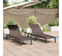 vidaXL Sunbed with Cushion 3 pcs Brown 40 x 39 x 40.5cm Poly Rattan