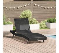vidaXL Sunlounger Black 70 x 197 x 82 cm Poly Rattan and Metal