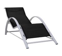 vidaXL Sunlounger Textilene and Aluminium Black Outdoor Lounger Camping Bed