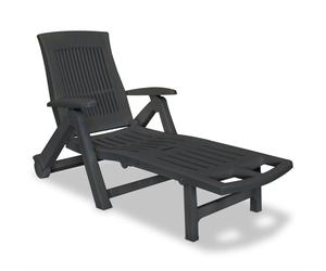 vidaXL Sunlounger with Footrest Plastic Anthracite Outdoor Recliner Chair