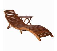 vidaXL Sunlounger with Table Solid Acacia Wood Brown UK