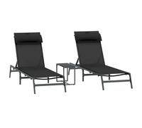 vidaXL Sunloungers 2-person 3 pcs Black and Anthracite Steel, Black