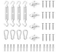 vidaXL Sunshade Sail Accessory Set 12 Piece Stainless Steel Awning Fitting Kit