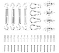 vidaXL Sunshade Sail Accessory Set 12 Piece Stainless Steel Outdoor Awning Kit