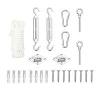 vidaXL Sunshade Sail Accessory Set 9 Piece Stainless Steel Outdoor Awning Kit