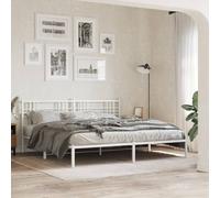 vidaXL Super King Metal Bed Frame with Headboard - 180x200 cm White Steel Sleeping Furniture for Bedroom, Ample Under-bed Storage, Assembly Required