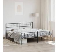 vidaXL Super King Size Bed Frame with Headboard and Footboard - Black Powder-Coated Steel, Space-Saving Design, Perfect for Large Bedroom