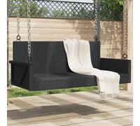 vidaXL Black Poly Rattan Swing Bench Chair - Weather-Resistant Outdoor Hanging Seat with Adjustable Ropes for Garden/Patio