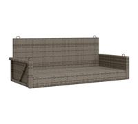 vidaXL Grey Poly Rattan Swing Bench Chair - Porch Hanging Seat with Powder-Coated Steel Frame & Adjustable Height for Garden, Patio, Outdoor Lounging