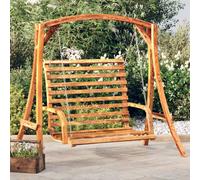 vidaXL Solid Bent Wood Swing Bench with Teak Finish Outdoor Hanging Chair