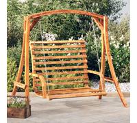Swing Bench Solid Spruce Teak Finish 126x63x92 cm Ergonomic Rocking Seat Outdoor