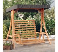 Outdoor swing bench 175x101x161.5cm Solid spruce teak finish Anthracite canopy.