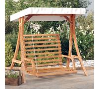 vidaXL Swing Bench with Canopy Solid Wood Spruce with Teak Finish