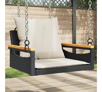 vidaXL Swing Bench with Cushions Black 24.8""""x24.4""""x15.7"""" Poly Rattan