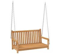 vidaXL Solid Teak Wood Swing Bench Outdoor Terrace Wooden Swing Seat Chair
