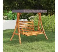 vidaXL Bent Wood Swing Frame with Anthracite Roof with Teak Finish Bench
