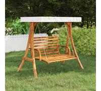 vidaXL Swing Frame with Cream Roof Solid Bent Wood with Teak Finish