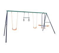 vidaXL Swing Set with Gymnastic Rings and 4 Seats Outdoor Playground Play Set Ga