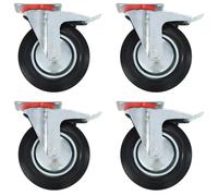 vidaXL Swivel Casters with Double Brakes 4 pcs 200 mm