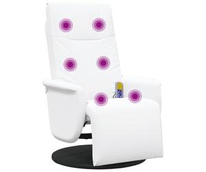 vidaXL Swivel Massage Recliner Chair White 71 x 90 x 105 cm, Modern Recliner, Adjustable Footrests, Multi-Position Backrest, Massage Chair, 360 Swivel Function, Home Lounger