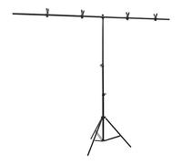 vidaXL T-Shape Background Stand - Adjustable Metal Frame for Photography & Videography - Black; Includes Carry Bag, Clips & Crossbars