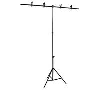 vidaXL T-Shape Background Stand Studio Equipment Height Adjustable Photography Backdrop Photo Booth Screen Stand Black 151x60x(70-200) cm