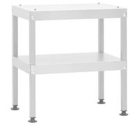 vidaXL Galvanised Steel Table for Oven Smoker - Outdoor BBQ and Food Prep Table with Adjustable Screw and Storage Shelves - Versatile and Durable - Silver