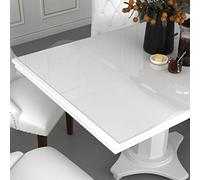 vidaXL Table Protector - 90x90 cm Transparent Film, 1.6 mm Thick PVC, Waterproof, Scratch-, Easy to Clean & Default - Ideal for Dining Room, Living Room, Kitchen, Office