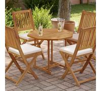 Table Top Octagonal Solid Teak 80x80x2.5cm Natural Wood Parasol Hole Outdoor Top