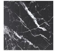 Table Top Tempered Glass 40x40 cm Black White Marble Design 6mm Square for Desk.