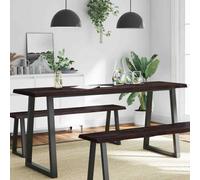 vidaXL Table Top Dark Grey 180x50x4 cm Treated Solid Wood Oak Live Edge