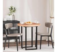 Table top Solid Oak Light Brown Round Ø70 x 4 cm Reversible Rustic Dining Indoor