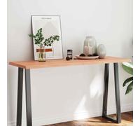 vidaXL Table Top Light Brown 140x50x4 cm Treated Solid Wood Oak Live Edge