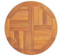 vidaXL Solid Teak Wood Round Table Top - 2.5 cm Thickness, Brown 50 cm Diameter, Perfect for Dining Room and Kitchen
