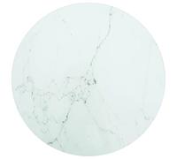 vidaXL Table Top White Ø30x0.8 cm Tempered Glass with Marble Design