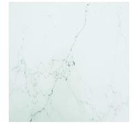 Table Top 40x40 cm White Marble Tempered Glass 6mm Square Durable Dining Indoor