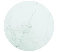 vidaXL Table Top White Ø50x0.8 cm Tempered Glass with Marble Design