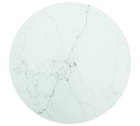 vidaXL Table Top White ?60x0.8 cm Tempered Glass with Marble Design